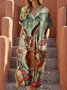 Casual Printing Loose V Neck Dress