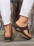Hollow Out Metal Decor Wedge Thong Slide Sandals