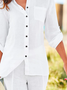 Shirt Collar Casual Plain Loose tunic Blouse