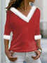 Christmas Casual Jersey Asymmetrical Loose T-Shirt Xmas T-shirt