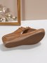 Women Rhinestone & Flower Decor Flip-flops Wedge Slide Sandals