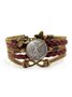 Vintage Angel Pattern Transparent Crystal Leather Multilayer Bracelet Everyday Casual Western Style Jewelry