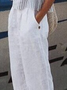 Plus Size Plain Casual Loose Cotton Pants