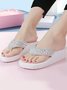 Beach Vacation Rhinestone Platform Wedge Flip-flops