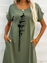Geometric Loose Crew Neck Casual Dress