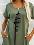 Geometric Loose Crew Neck Casual Dress