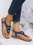 Applique Beaded Decor Comfy Sole Vacation Thong Sandals
