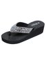Beach Vacation Rhinestone Platform Wedge Flip-flops