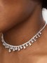 Elegant Full Diamond Necklace Choker Anniversary Wedding Party Women Jewelry
