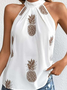 Loose Casual Pineapple Halter Tank Top