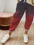 Casual Lace-Up Ethnic Printed Pants