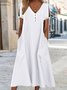 Buttoned Loose Plain Casual Dress