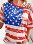 America Flag Casual Cut-Outs Loose Shirt