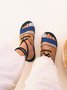 Women's Color Block Toe Ring Ankle Strap Sandals