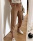 Casual Polyester Cotton Plain Pants