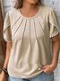 Plus Size Lace Crew Neck Elegant Loose Shirt