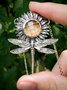 Casual Yellow Gemstone Sunflower Multilayer Necklace Vintage Ethnic Women's Jewelry