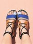 Women's Color Block Toe Ring Ankle Strap Sandals