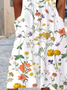 Plus Size Jersey Floral Crew Neck Vacation Dress