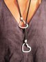 Casual Leather Cord Silver Heart Pendant Necklace Western Style Vintage Ethnic Jewelry
