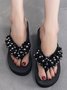 Resort Beaded Platform Flip Flops