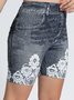 Plus Size Floral Knitted Casual Leggings