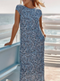 Abstract Short Sleeve Crew Neck Casual Dress