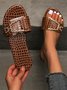 Lizard-print faux leather Buckle Slides