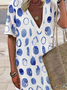 Casual Abstract Polka Dots V Neck Dress