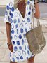 Casual Abstract Polka Dots V Neck Dress