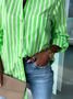 Shirt Collar Striped Loose Casual tunic Blouse