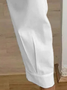 Plus Size Cotton Loose Elegant Plain Pants With Belt