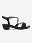 Black Shining Rhinestone Party Strappy Block Heel Sandals