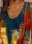 Plus Size Jersey Painting Loose Casual Dress
