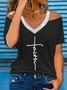 Loose Webbing Text Letters Printed Casual Blouses