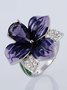 3D Lily Flower Enamel Diamond Ring Party Wedding Anniversary Gift Jewelry