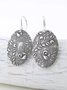 Vintage Silver Ethnic Floral Embossed Earrings Casual Women's Jewelry