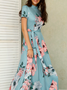 Stand Collar Casual Floral Dress