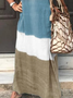 Plus Size Casual Loose Ombre V Neck Dress