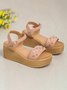 Vintage Pearl Woven Wedge Platform Sandals