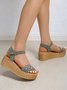Vintage Pearl Woven Wedge Platform Sandals