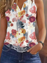 Floral Casual Loose Notched Tank Top