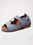 Hollow out Hook and Loop Wedge Heel Sandals