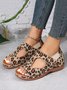 Hollow out Hook and Loop Wedge Heel Sandals