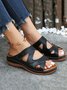 Vintage Hollow out Comfy Wedge Heel Slide Sandals