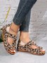 Hollow out Hook and Loop Wedge Heel Sandals