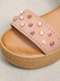 Vintage Pearl Woven Wedge Platform Sandals