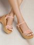 Vintage Pearl Woven Wedge Platform Sandals