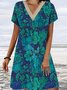 Lace Loose V Neck Casual Dress