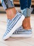 Blue Striped Casual Slip On Canvas Shoes